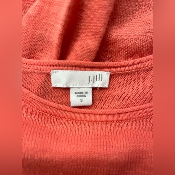 J.Jill Sweater Womens Small 3/4 Length Linen Cotton Peach Beachy Coastal Chic - Picture 8 of 10